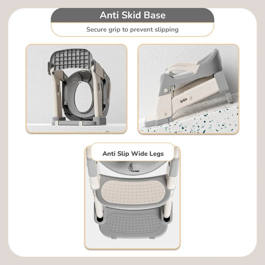 Hilltop Trainer 2-In-1 Step Stool And Potty Seat For Kids With Adjustable Height - Grey White - Image 7