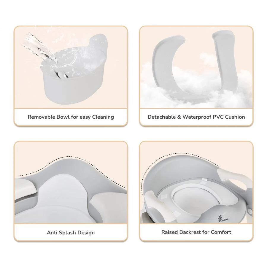 Hilltop Trainer 2-In-1 Step Stool And Potty Seat For Kids With Adjustable Height - Grey White - Image 8