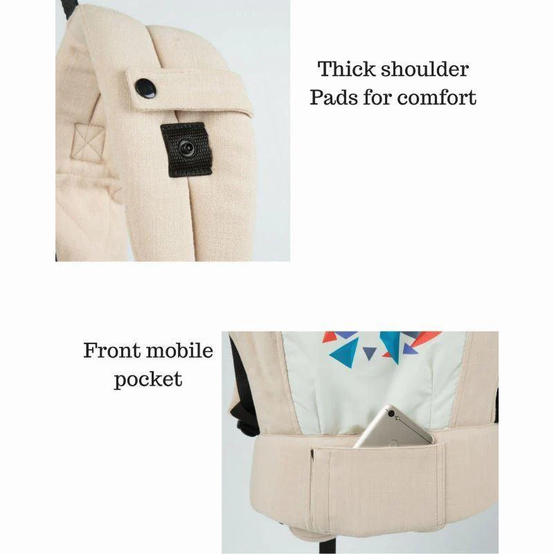 Hug Me Elite Baby Carrier Front & Back Carrier Position, Soft Linen Fabric, Wide Strap With Cap & Mobile Pocket - Image 8