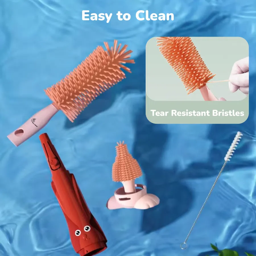 Hygo Care Bunny Baby Feeding Bottle Cleaner 3-in-1 Multipurpose Brush Set - Image 6