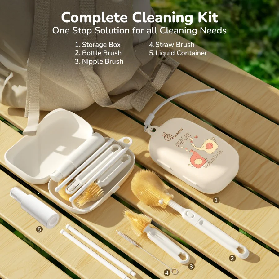 Hygo Care Jumbo Baby Bottle Cleaner Brush Set With Storage Box Removable Draining Tray, Drying Rack - Image 3