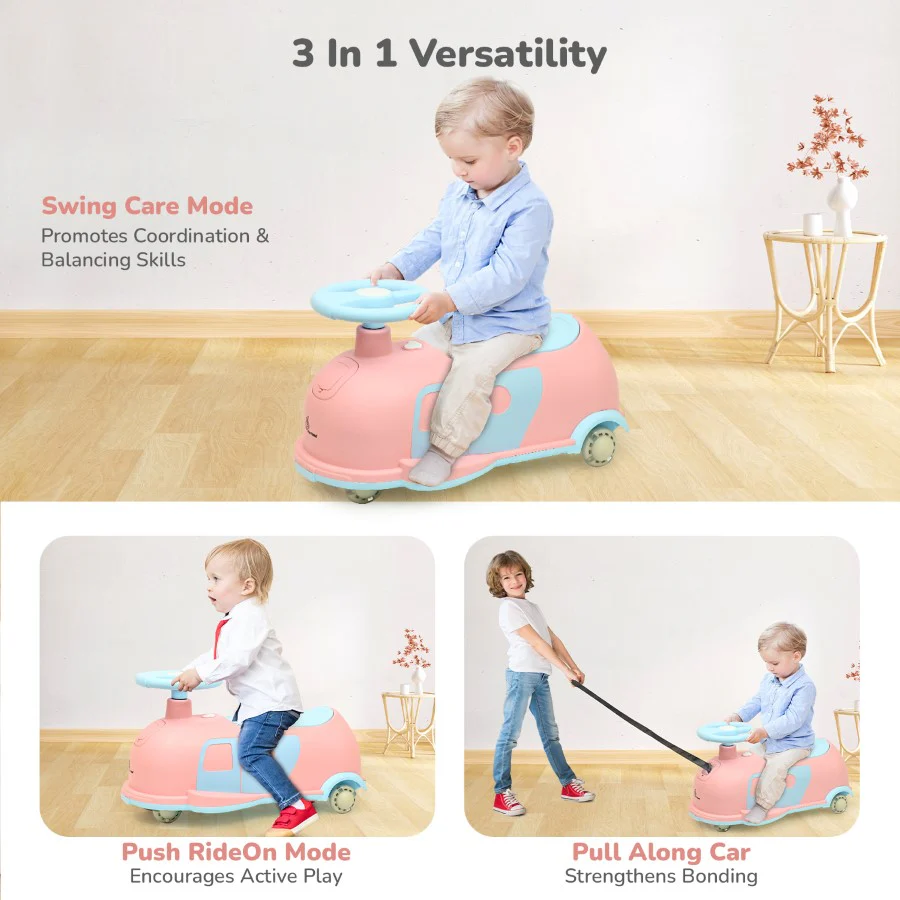 Iya Iya Caravan Swing car – 3-in-1 Multipurpose Ride-On with PU LED Wheels - Image 21