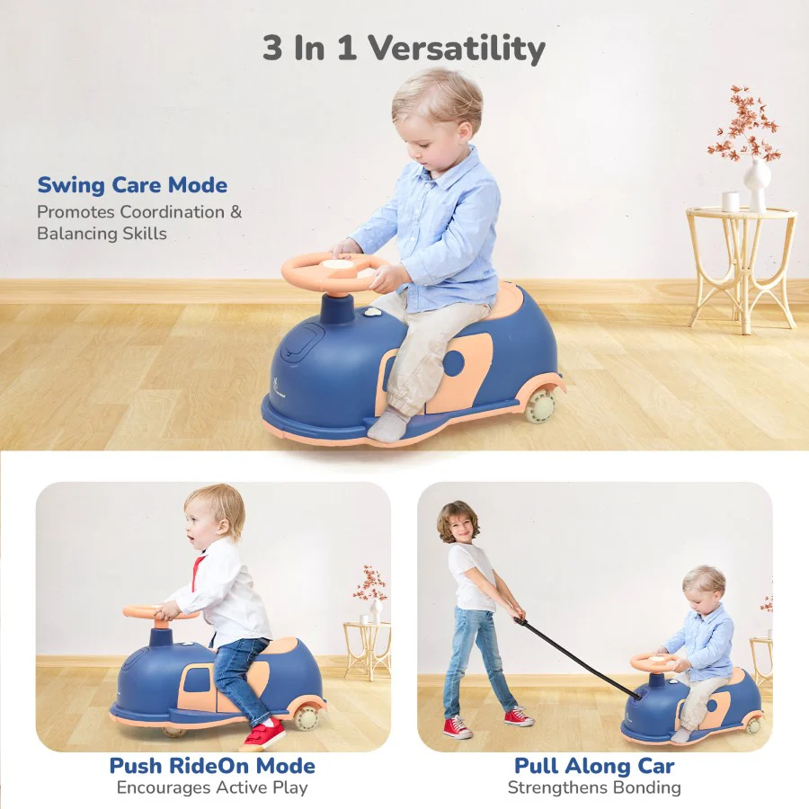 Iya Iya Caravan Swing car – 3-in-1 Multipurpose Ride-On with PU LED Wheels - Image 3
