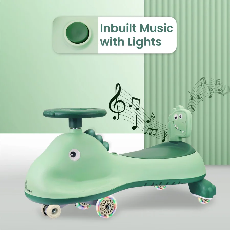Iya Iya Dino Swing Car For Kids - Inbuilt Music With Light, PU LED Wheels, ABEC 7 Bearing, Up to 100 Kgs Capacity - Image 10