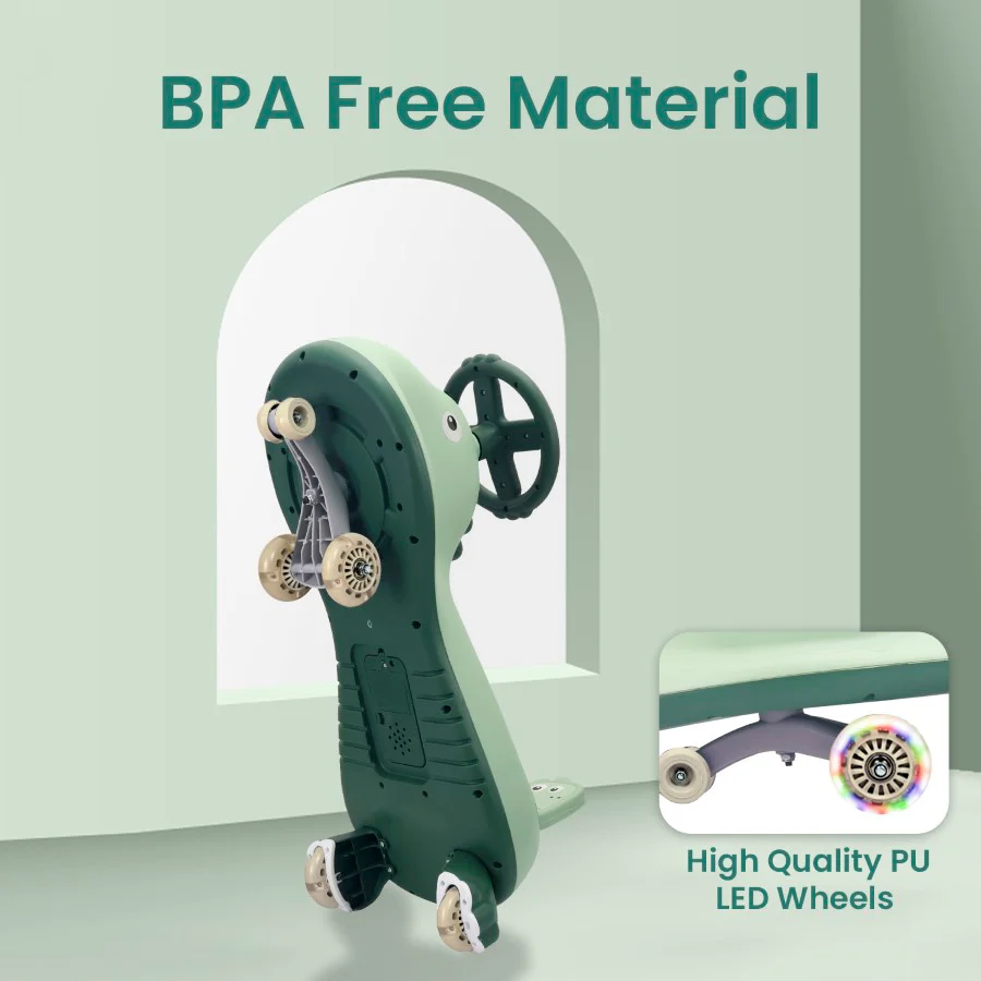 Iya Iya Dino Swing Car For Kids - Inbuilt Music With Light, PU LED Wheels, ABEC 7 Bearing, Up to 100 Kgs Capacity - Image 11