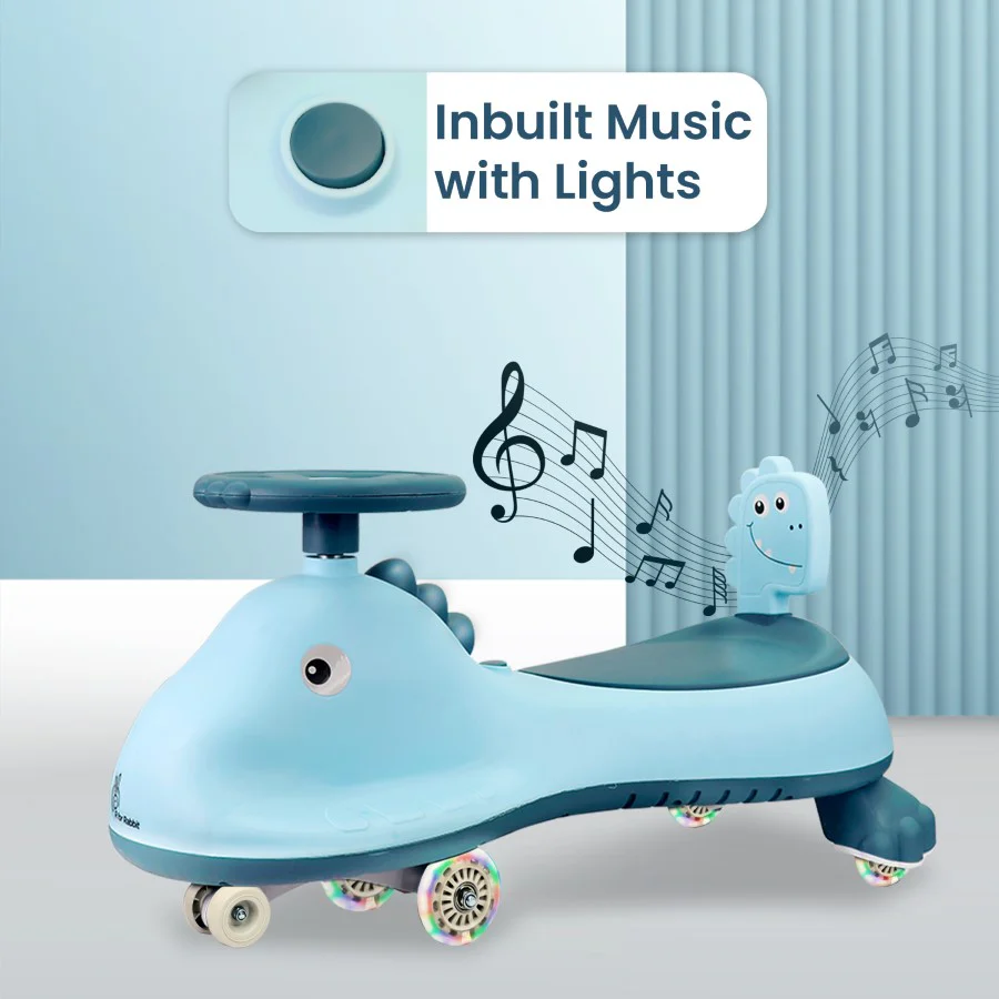 Iya Iya Dino Swing Car For Kids - Inbuilt Music With Light, PU LED Wheels, ABEC 7 Bearing, Up to 100 Kgs Capacity - Image 17