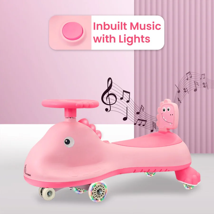Iya Iya Dino Swing Car For Kids - Inbuilt Music With Light, PU LED Wheels, ABEC 7 Bearing, Up to 100 Kgs Capacity - Image 3