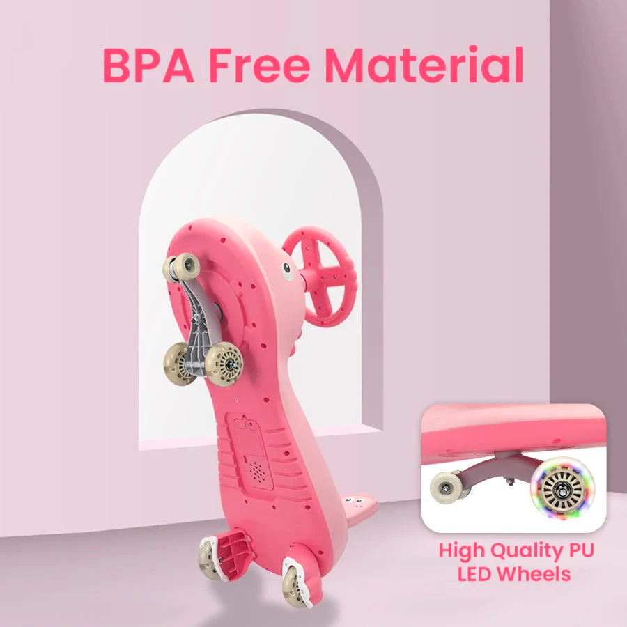 Iya Iya Dino Swing Car For Kids - Inbuilt Music With Light, PU LED Wheels, ABEC 7 Bearing, Up to 100 Kgs Capacity - Image 4