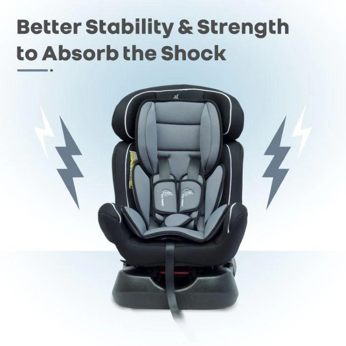 Jack N Jill Grand Baby Car Seat For 0 To 7 Years With Recline And Harness - Black Grey - Image 5