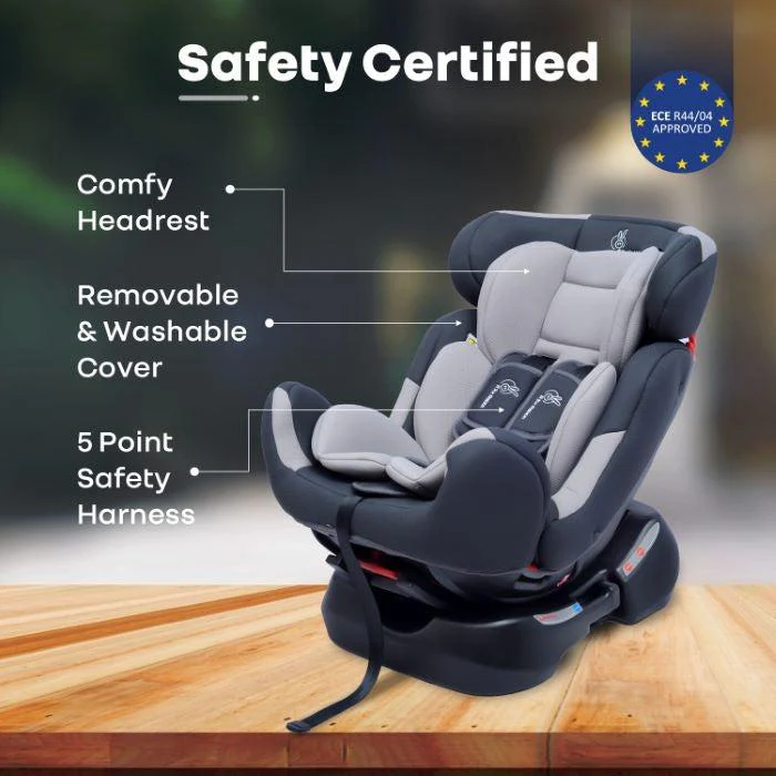 Jack N Jill Grand Baby Car Seat For 0 To 7 Years With Recline And Harness - Grey - Image 2