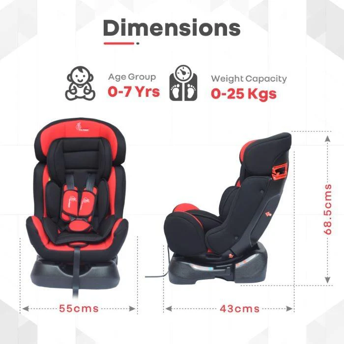 Jack N Jill Grand Baby Car Seat For 0 To 7 Years With Recline And Harness - Red - Image 3