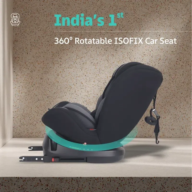 Jack N Jill Grand ISOFIX Car Seat For Kids 0 To 12 Years With Safety Harness - Black Grey - Image 2
