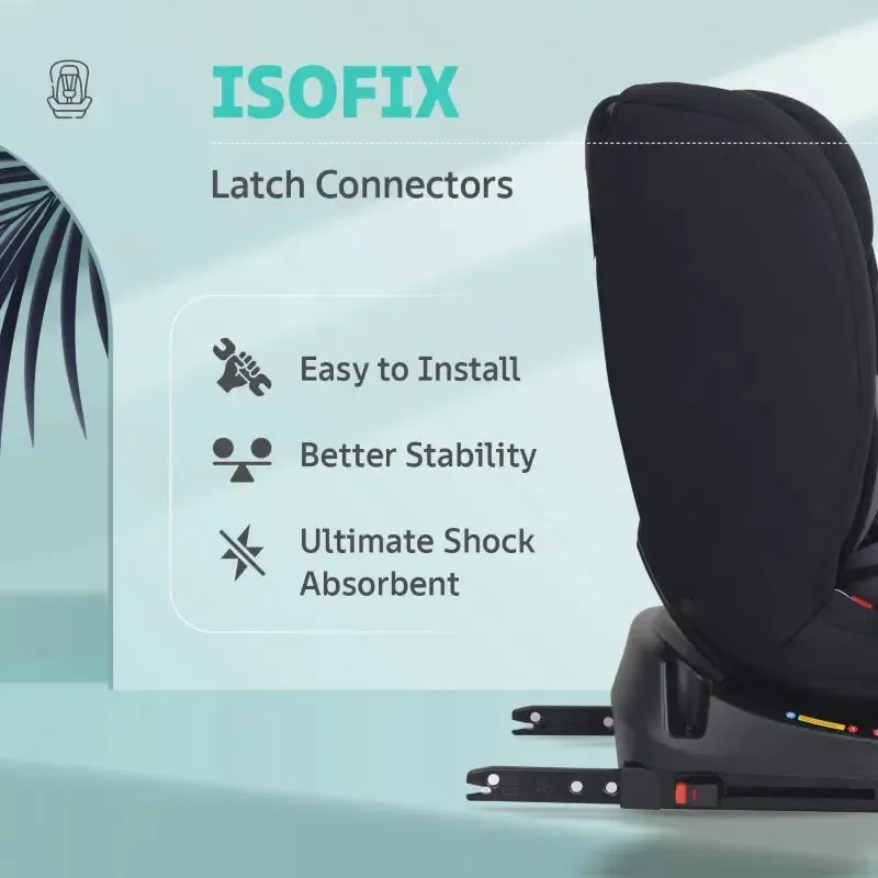 Jack N Jill Grand ISOFIX Car Seat For Kids 0 To 12 Years With Safety Harness - Black Grey - Image 5