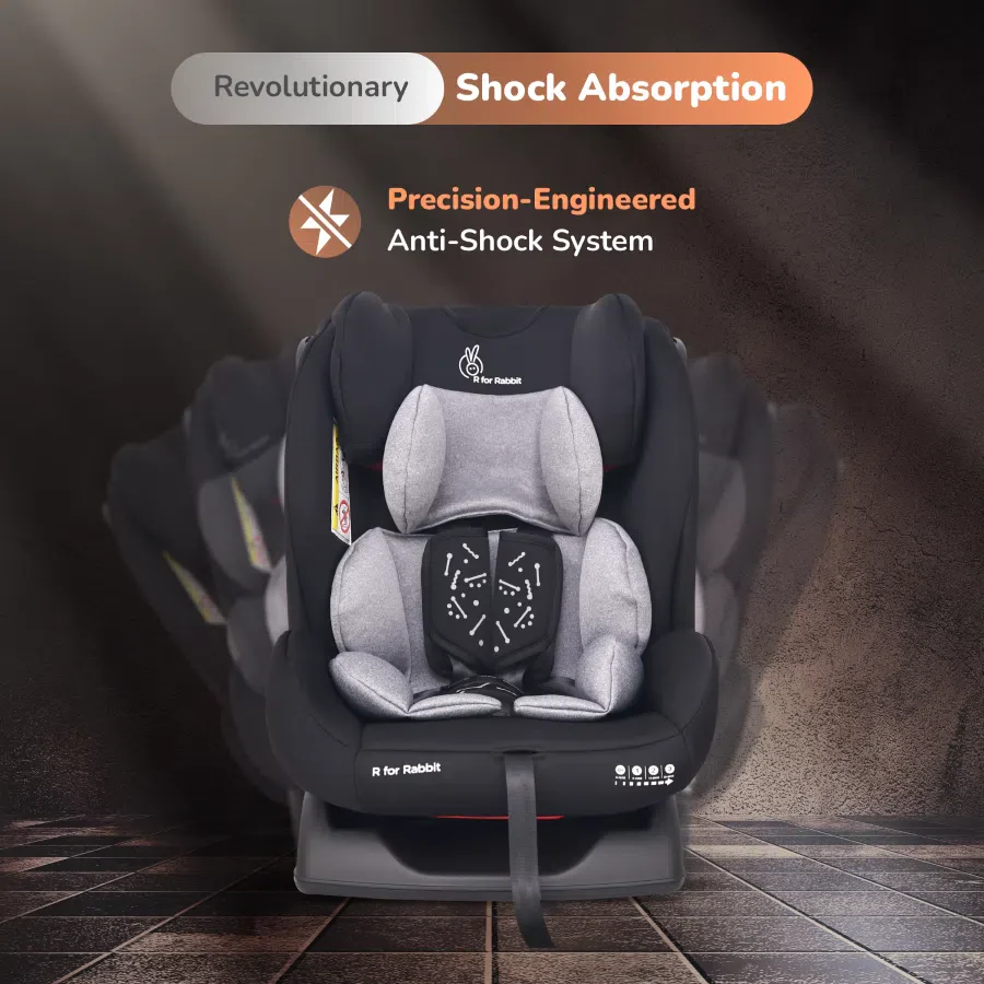 Jack N Jill NXG Baby Car Seat With Advanced Side Impact Protection, Age Group 0 To 12 Years - Black Grey - Image 4