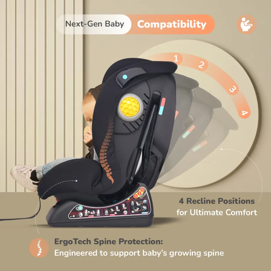 Jack N Jill NXG Baby Car Seat With Advanced Side Impact Protection, Age Group 0 To 12 Years - Black Grey - Image 8
