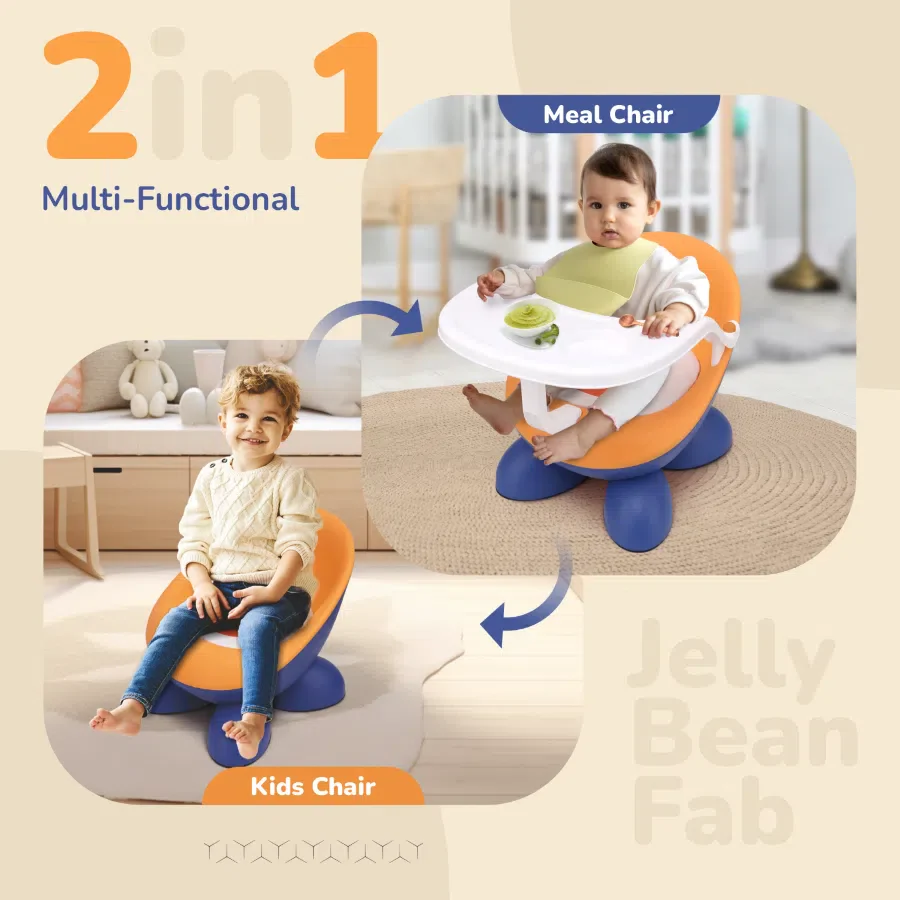 Jelly Bean Fab 2 in 1 Multipurpose Kids Chair and Meal Chair - Blue Orange - Image 2