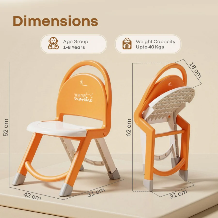 Jelly Bean Zippy Foldable Kids Chair - Ergonomic, Durable PP Material, Triangular Stable Structure, Travel-Friendly & Multi-Activity Chair (1-8 Years) - Image 16