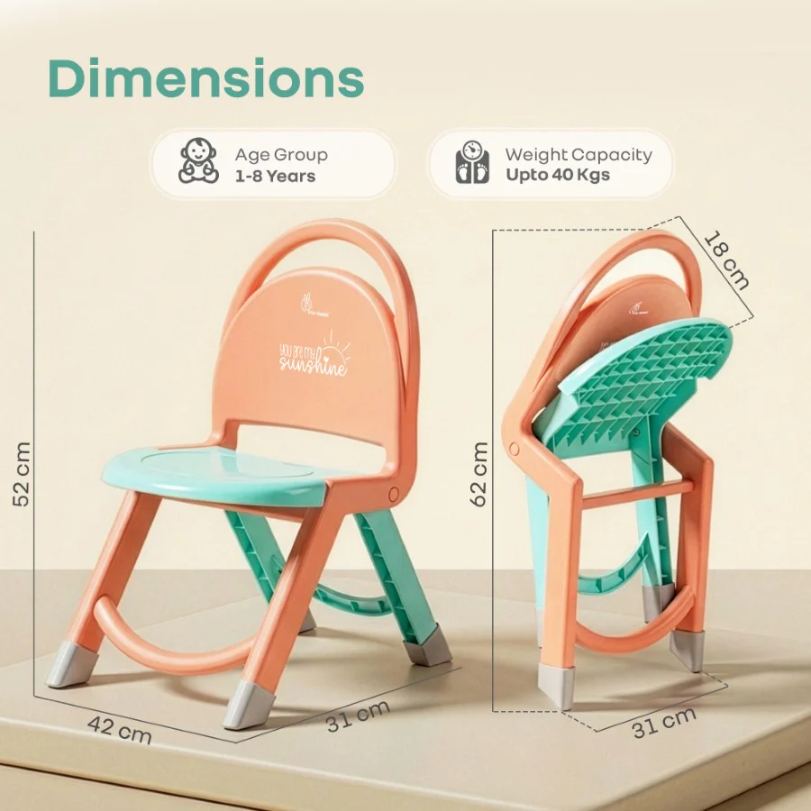 Jelly Bean Zippy Foldable Kids Chair - Ergonomic, Durable PP Material, Triangular Stable Structure, Travel-Friendly & Multi-Activity Chair (1-8 Years) - Image 24