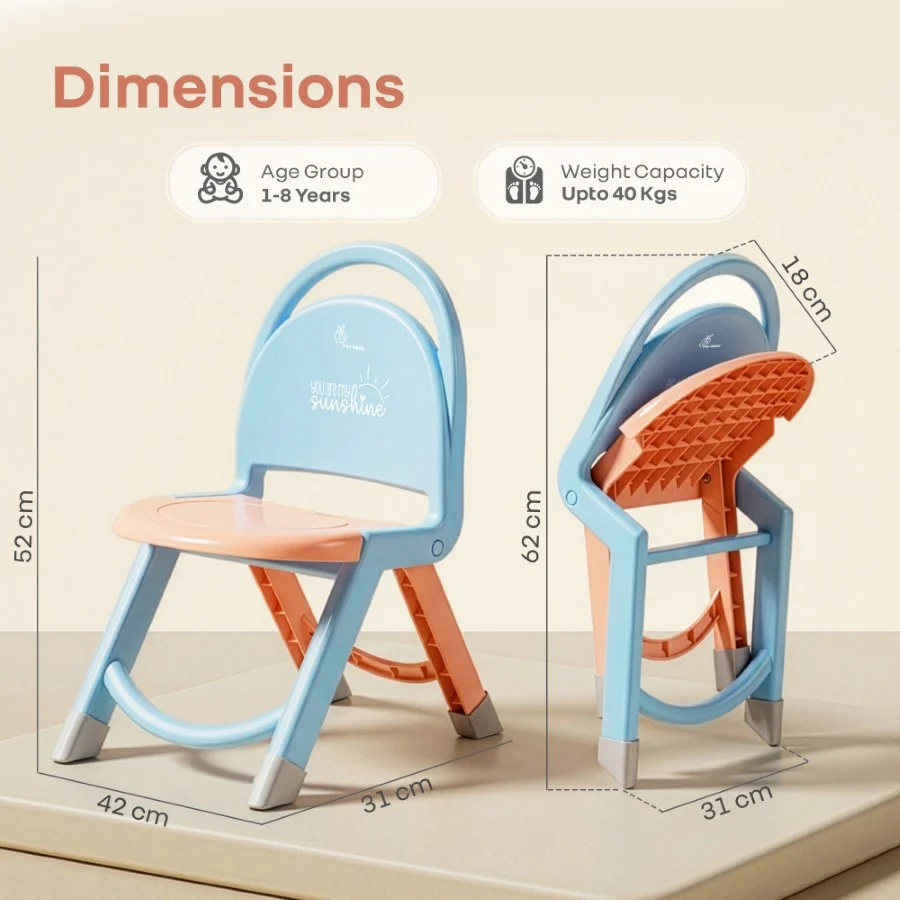 Jelly Bean Zippy Foldable Kids Chair - Ergonomic, Durable PP Material, Triangular Stable Structure, Travel-Friendly & Multi-Activity Chair (1-8 Years) - Image 8