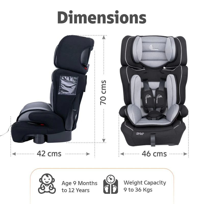 Jumping Jack Grand Baby Car Seat For 9 Months To 12 Years - Black Grey - Image 9