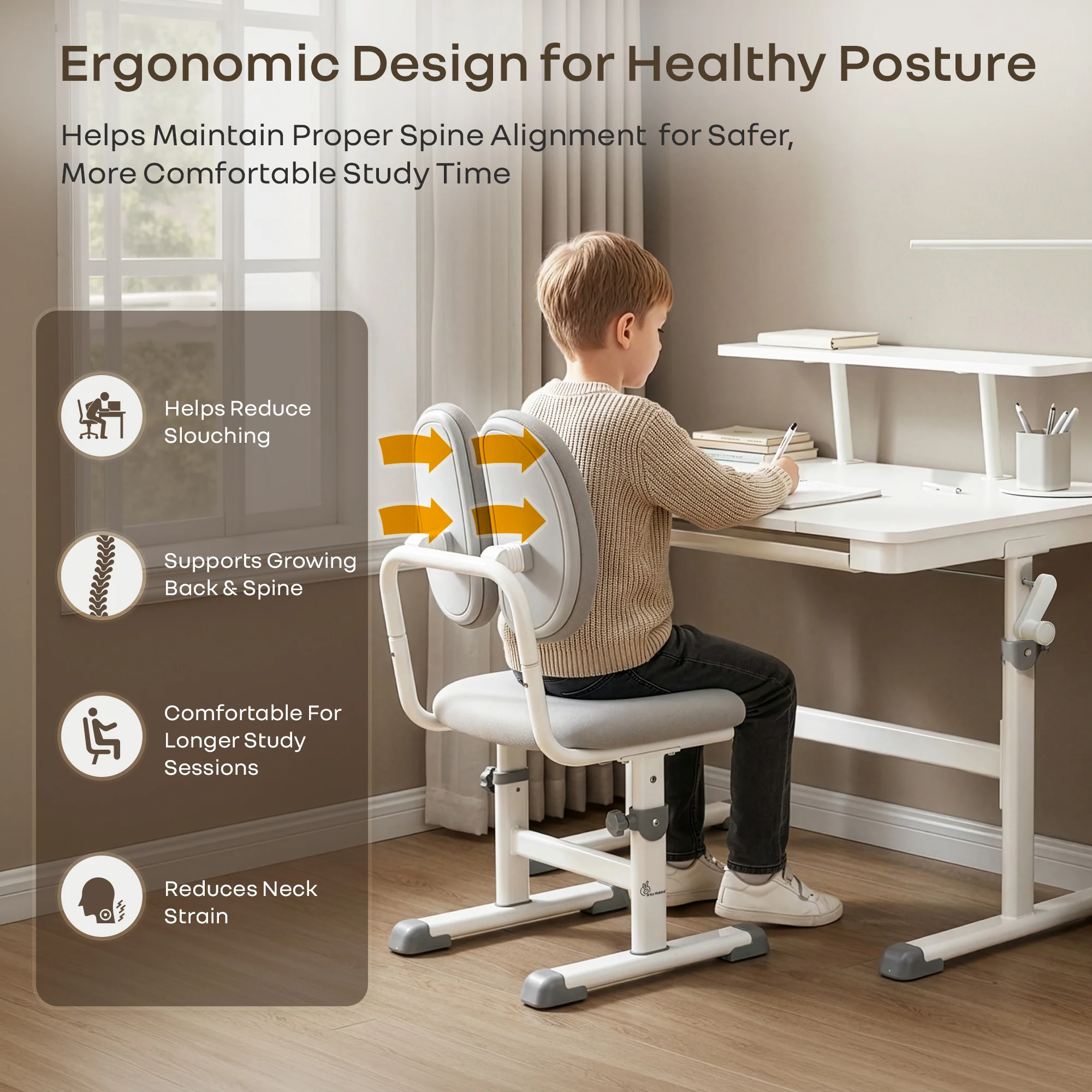 Kiddie Grow Edge Kids Study Table & Chair Set 3-15 Years, Adjustable Height, Storage Drawer & Bookshelf - Image 4