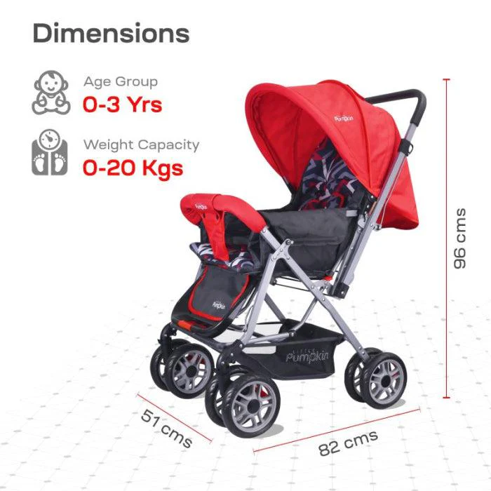 Kiddie Kingdom Baby Stroller With Personalized Name Plate - Red Black - Image 4