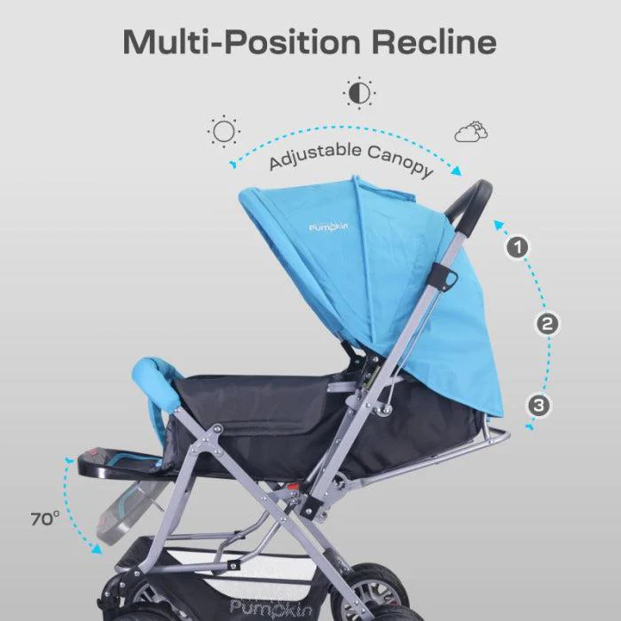 Kiddie Kingdom Baby Stroller With Personalized Name Plate - Blue Black - Image 4