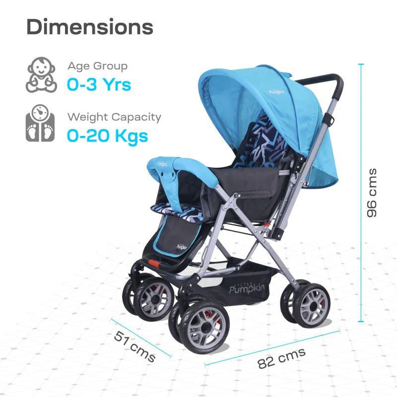 Kiddie Kingdom Baby Stroller With Personalized Name Plate - Blue Black - Image 6