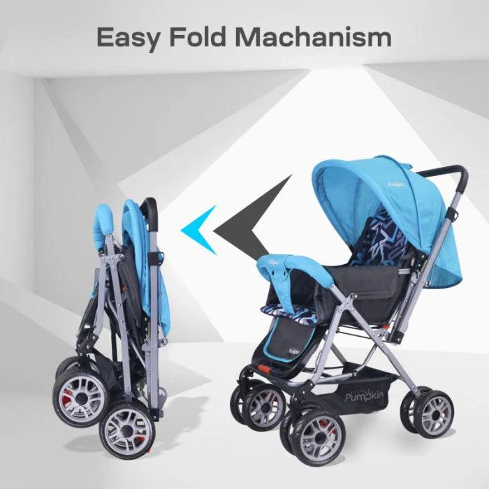 Kiddie Kingdom Baby Stroller With Personalized Name Plate - Blue Black - Image 7