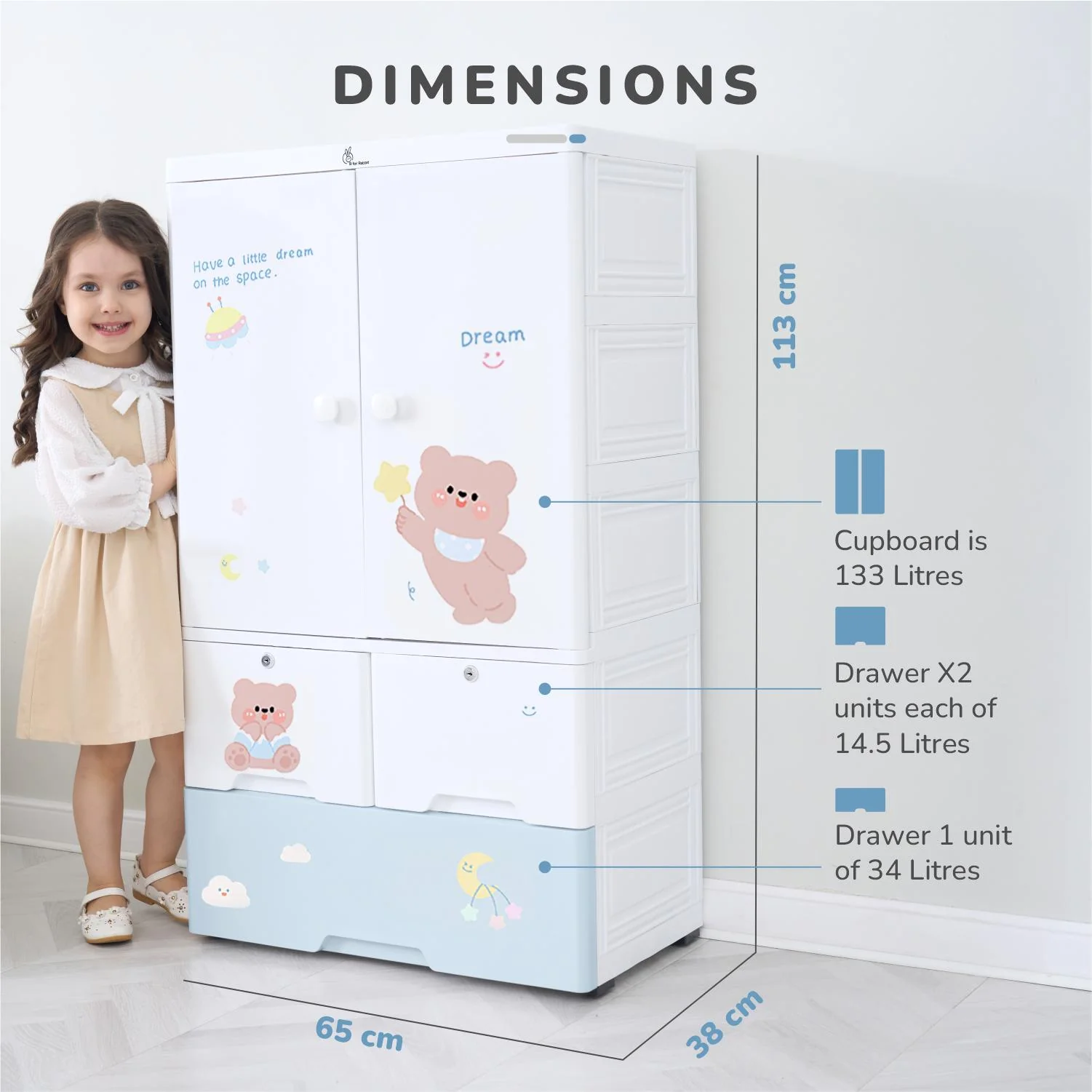 Kiddo Korner Stellar Storage Organizer Cupboard For Kids With Rustproof Stainless Steel Rods - Image 18