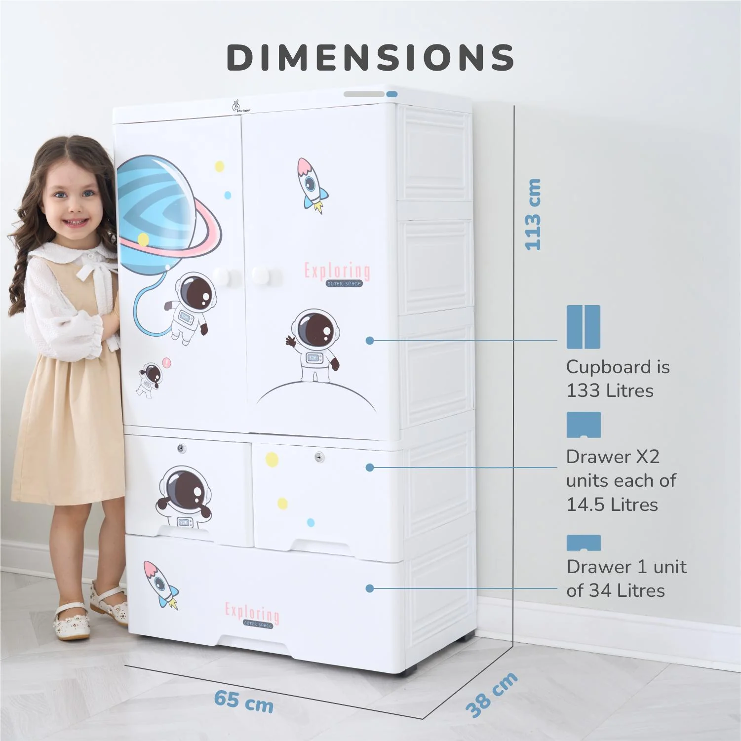 Kiddo Korner Stellar Storage Organizer Cupboard For Kids With Rustproof Stainless Steel Rods - Image 9