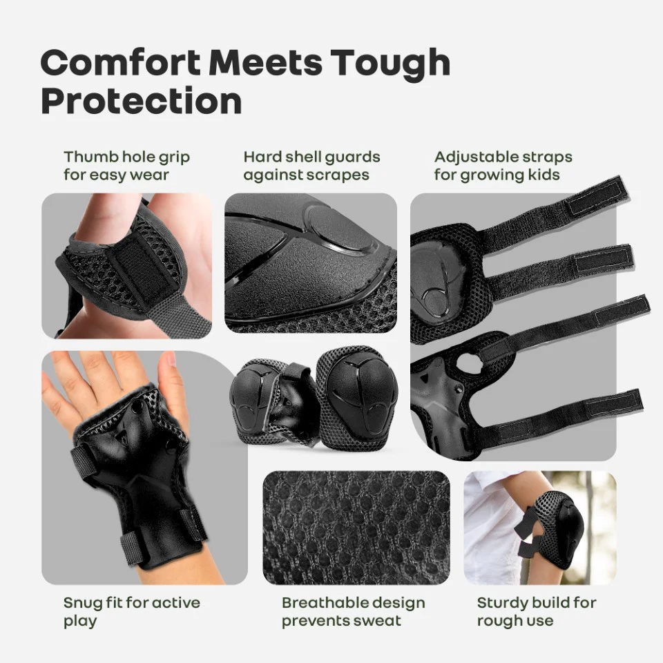 Safe Play Protective Gear Set for Kids – Helmet, Knee, Elbow & Wrist Pads (Age 3–7 Years) - Image 3