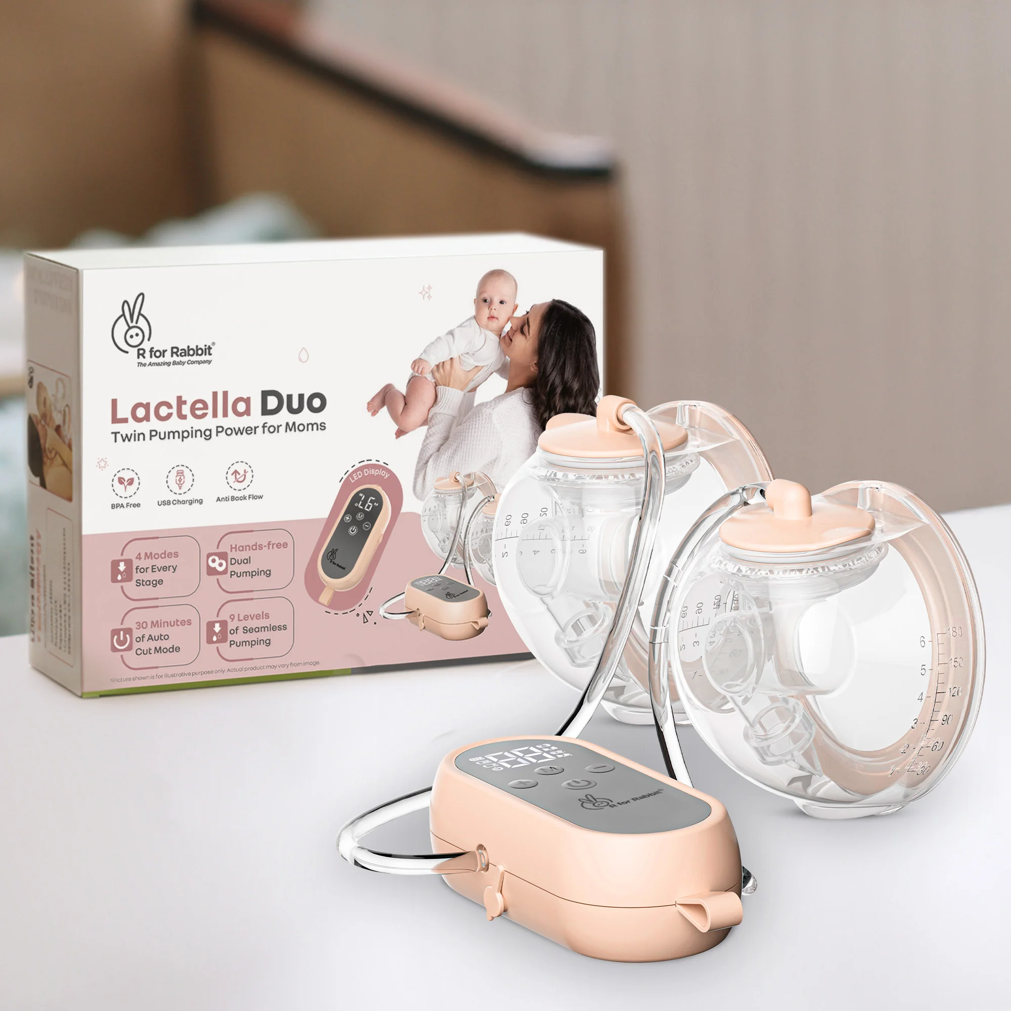Lactella Duo Smart Breast Pump for Modern Moms With 4 modes, 9 Levels & Anti-Backflow