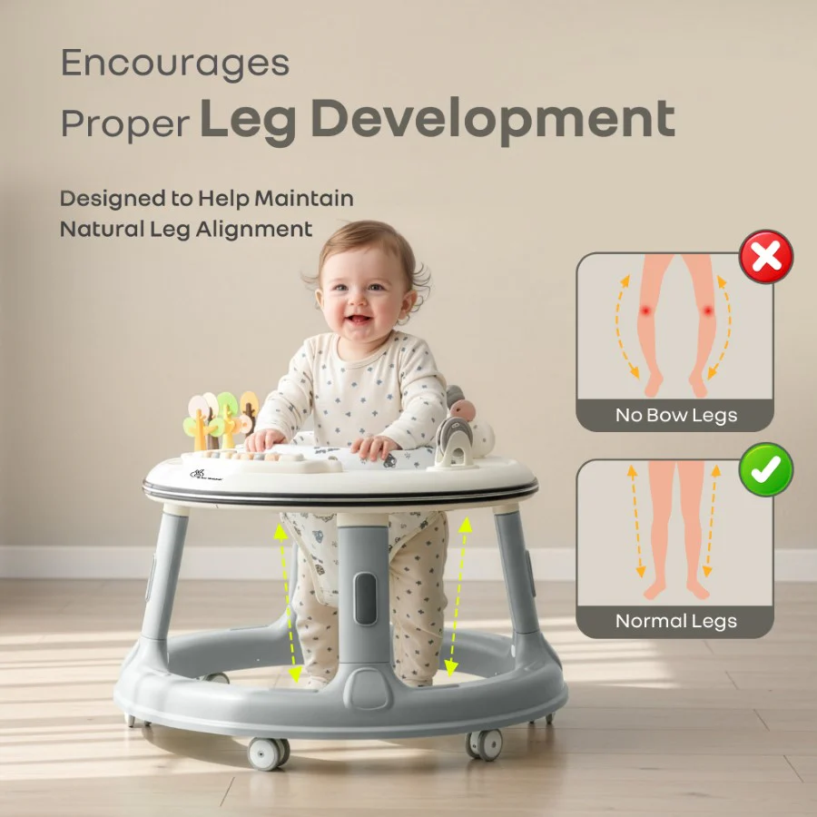 Little Feet Hopper 2-in-1 Baby Walker Cum Activity Table - Grey White - Image 6