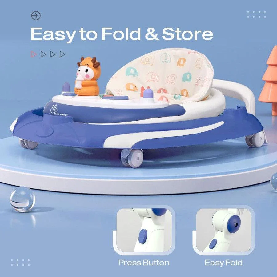 Little Feet Plus Walker - Detachable Toy Bar With Music & Light - Blue White - Image 5
