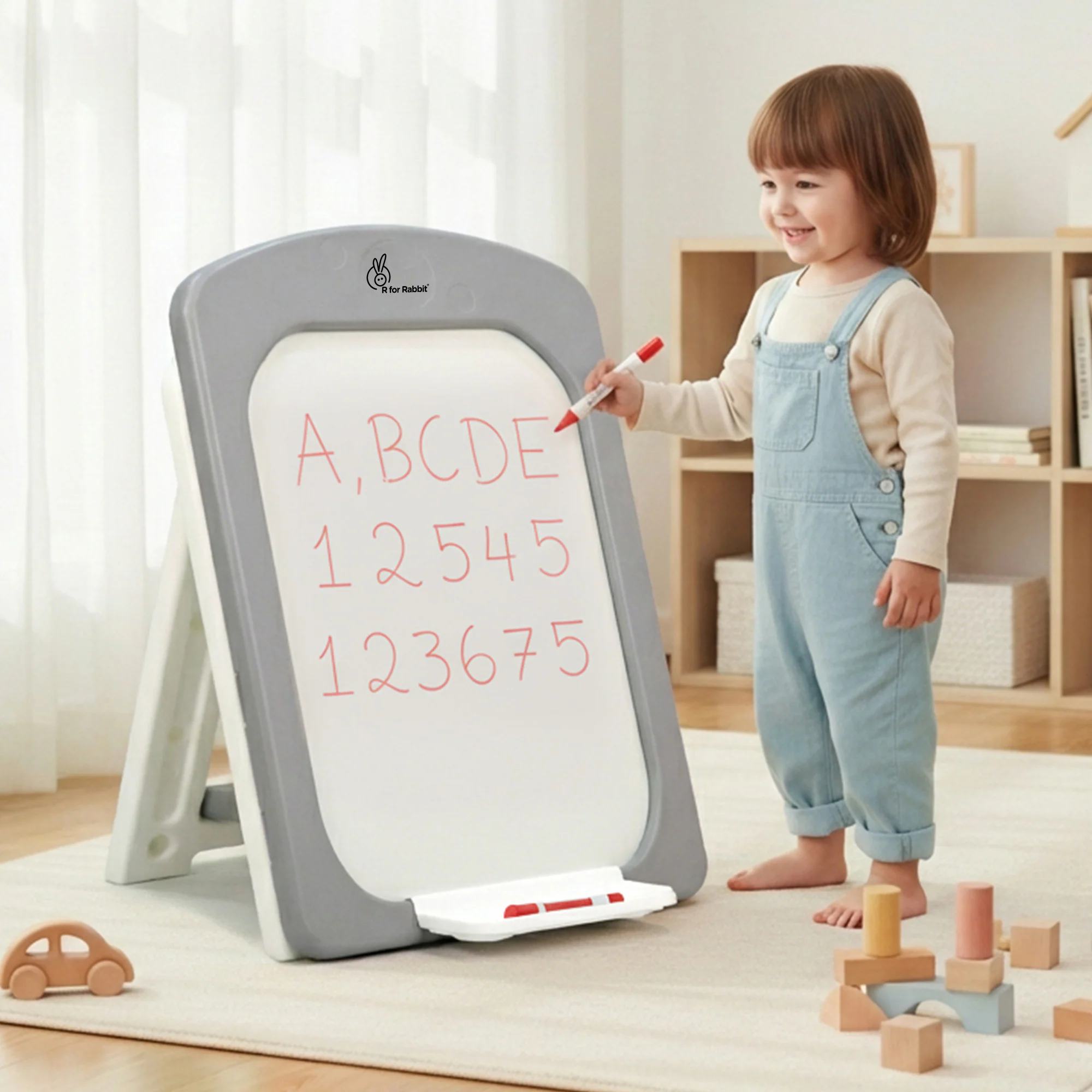 Little Genius Doodle Kids Whiteboard for Drawing & Learning – Foldable BPA Free Board with 7 Height Adjustments, Storage Tray & Stable Frame for Creative Activities (Age 3–7 Years)