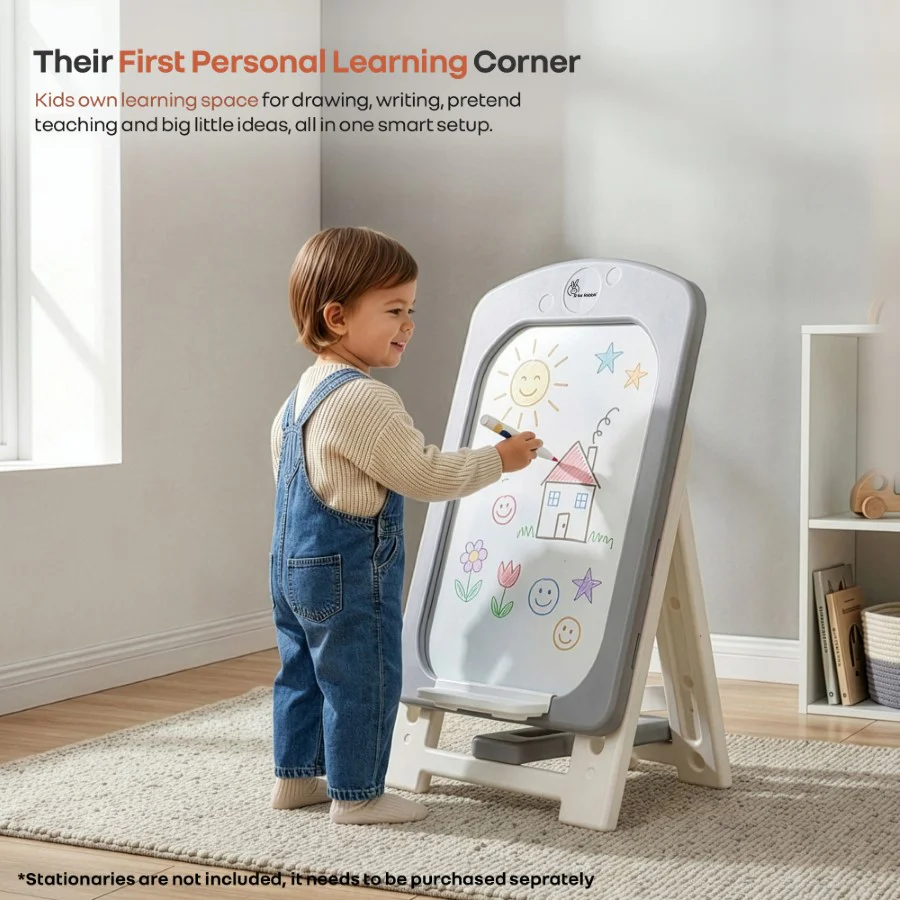 Little Genius Doodle Kids Whiteboard for Drawing & Learning – Foldable BPA Free Board with 7 Height Adjustments, Storage Tray & Stable Frame for Creative Activities (Age 3–7 Years) - Image 2
