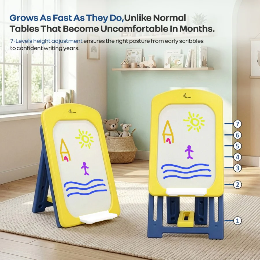 Little Genius Doodle Kids Whiteboard for Drawing & Learning – Foldable BPA Free Board with 7 Height Adjustments, Storage Tray & Stable Frame for Creative Activities (Age 3–7 Years) - Image 21