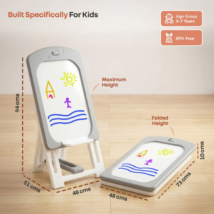 Little Genius Doodle Kids Whiteboard for Drawing & Learning – Foldable BPA Free Board with 7 Height Adjustments, Storage Tray & Stable Frame for Creative Activities (Age 3–7 Years) - Image 9