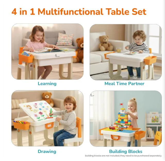 Little Genius Learner Study Table Set for Kids 4-in-1 Multifunctional Study Table With Portable, Safe & Smart Design - Image 11