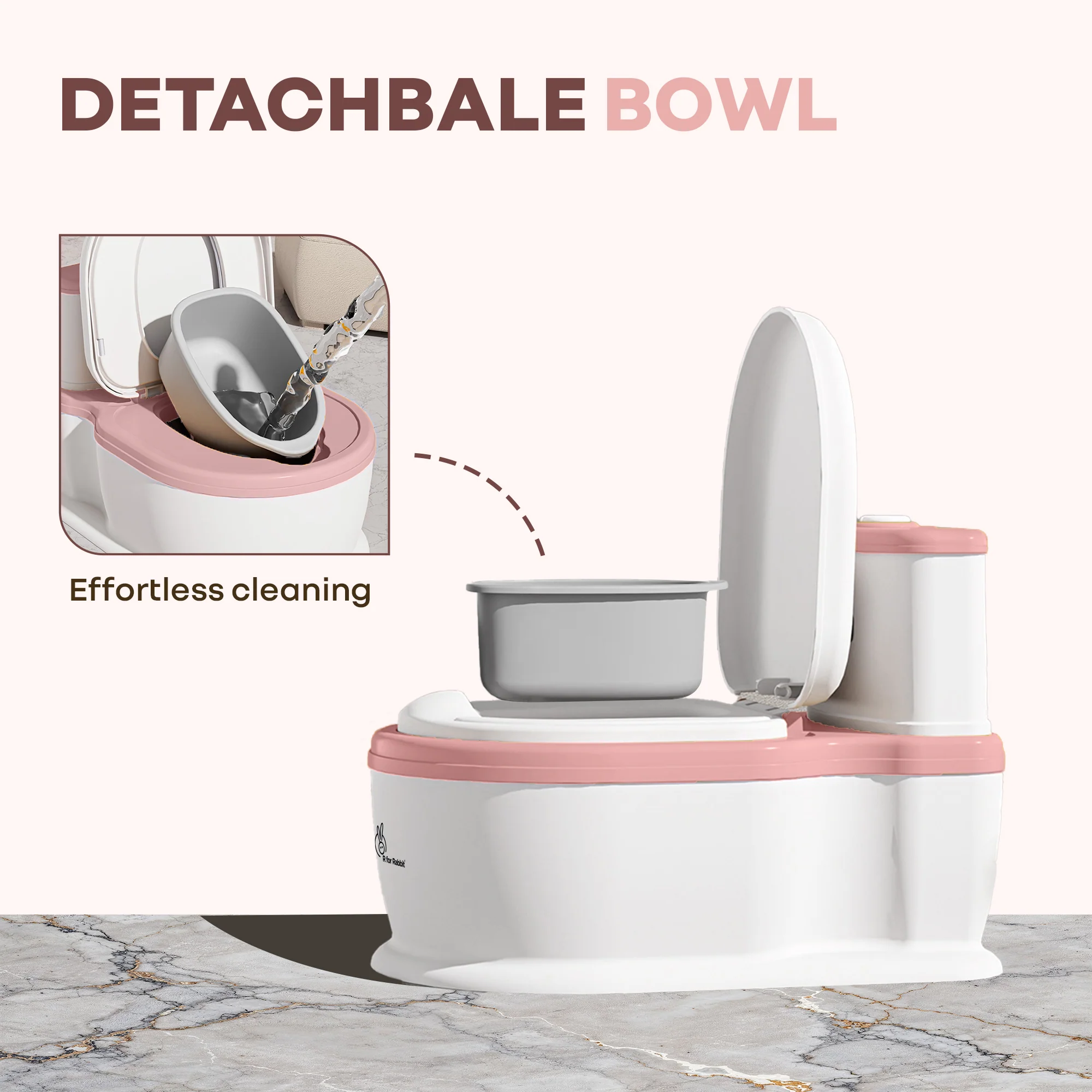 Little Grownup Pixie Potty Training Seat For Kids With Music & Tissue Storage - White Pink - Image 6