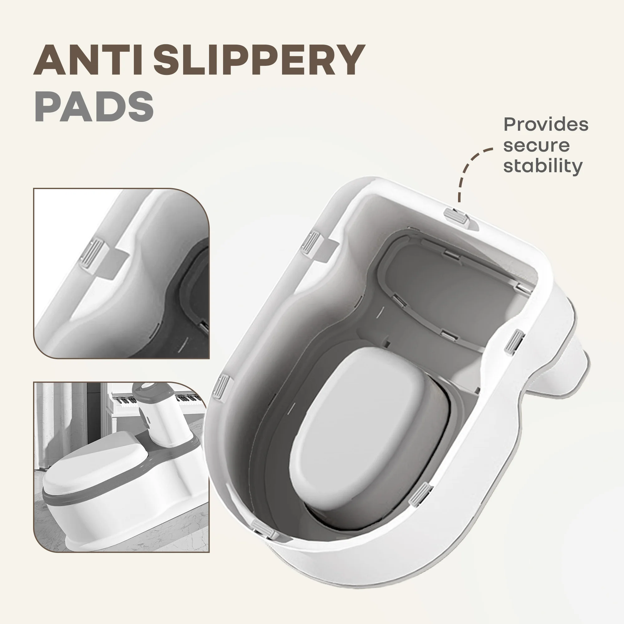 Little Grownup Pixie Potty Training Seat For Kids With Music & Tissue Storage - White Grey - Image 4