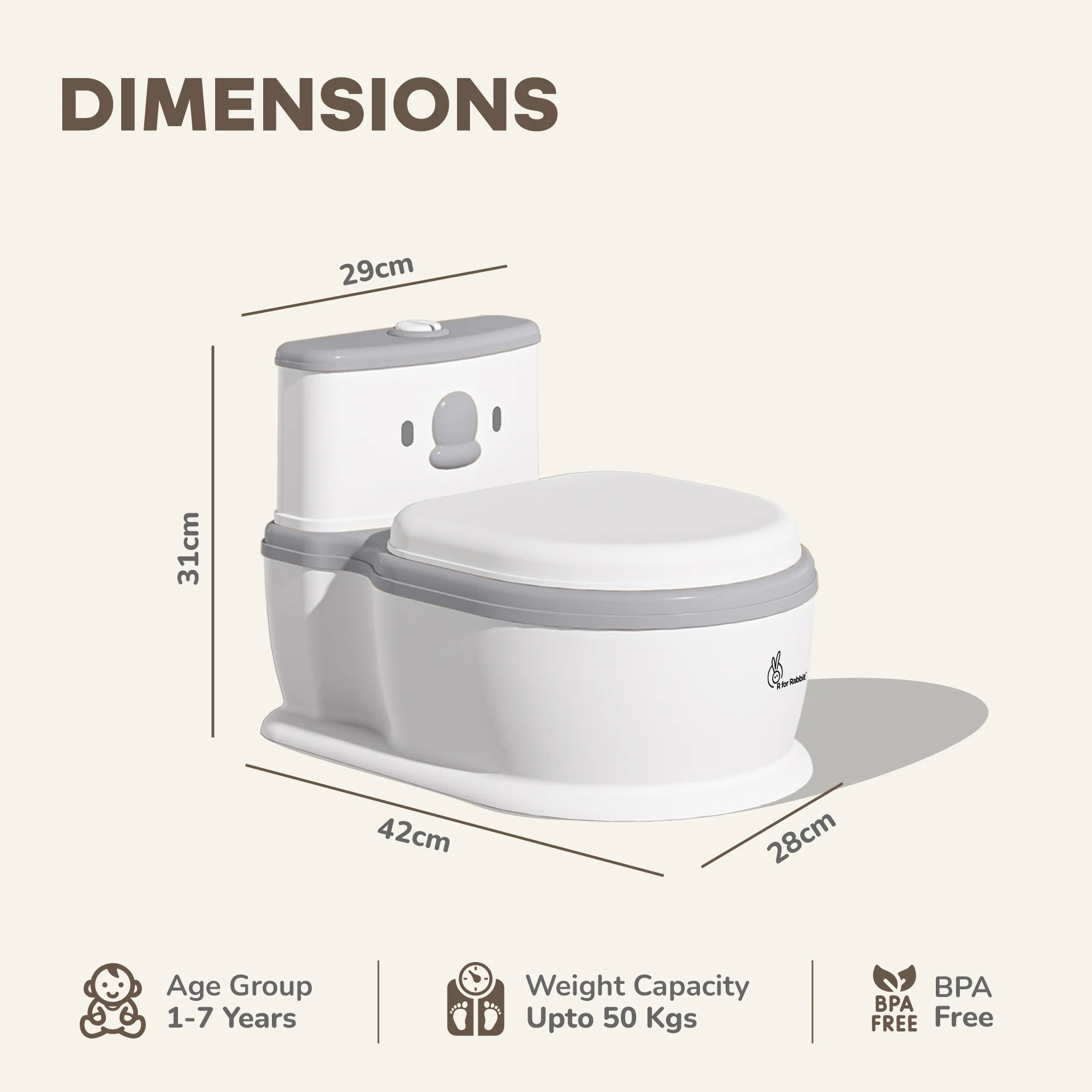 Little Grownup Pixie Potty Training Seat For Kids With Music & Tissue Storage - White Grey - Image 8
