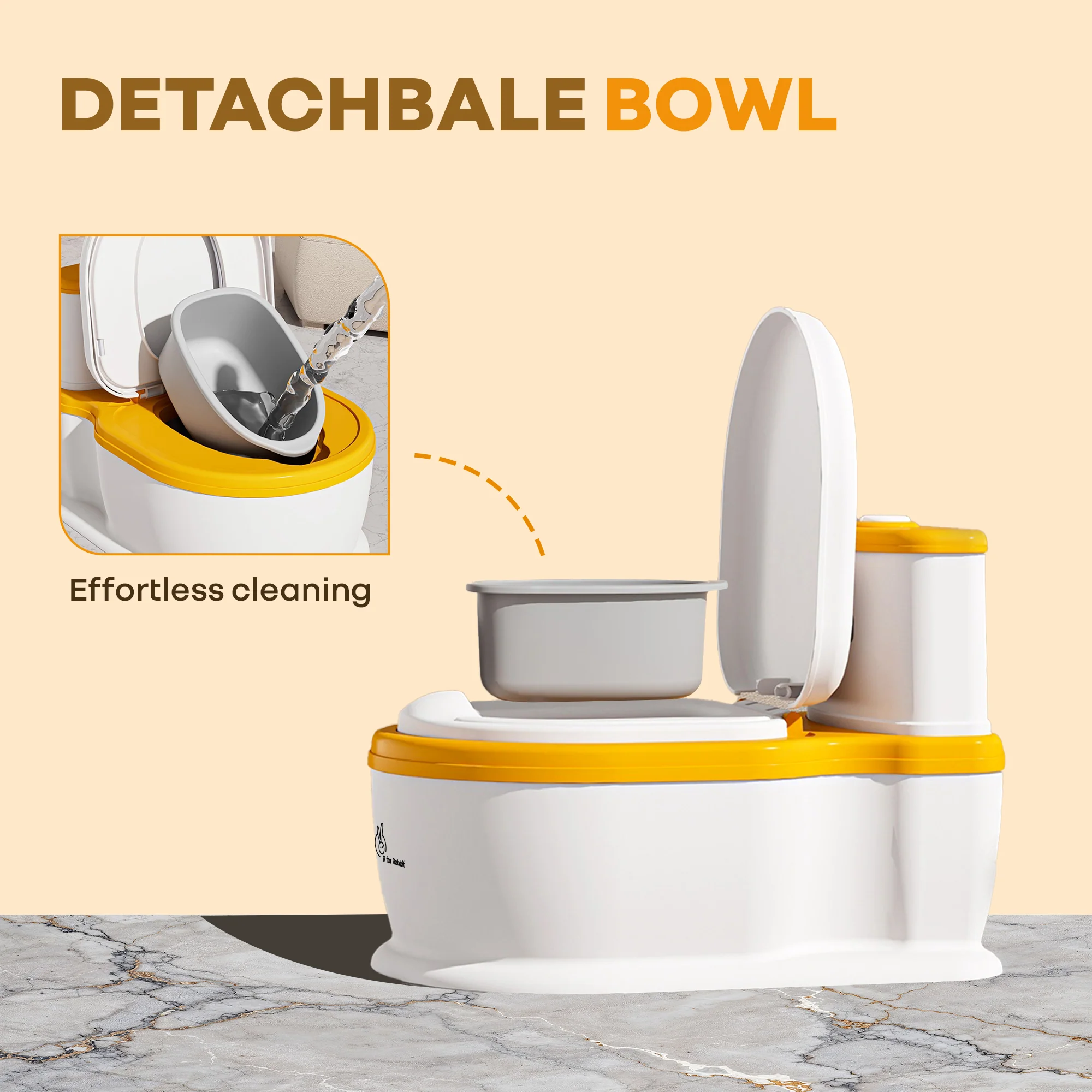 Little Grownup Pixie Potty Training Seat For Kids With Music & Tissue Storage - White Orange - Image 6
