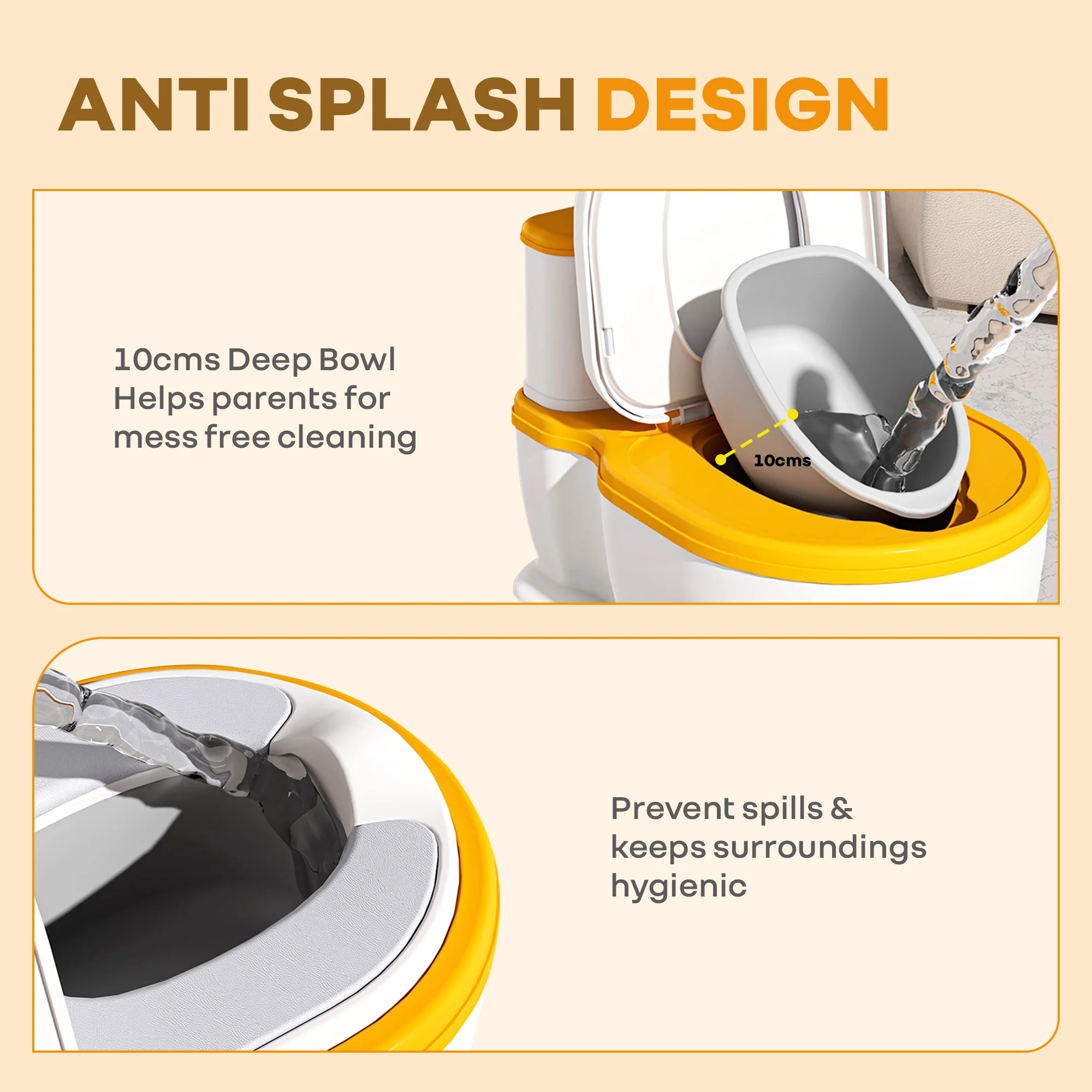 Little Grownup Pixie Potty Training Seat For Kids With Music & Tissue Storage - White Orange - Image 7