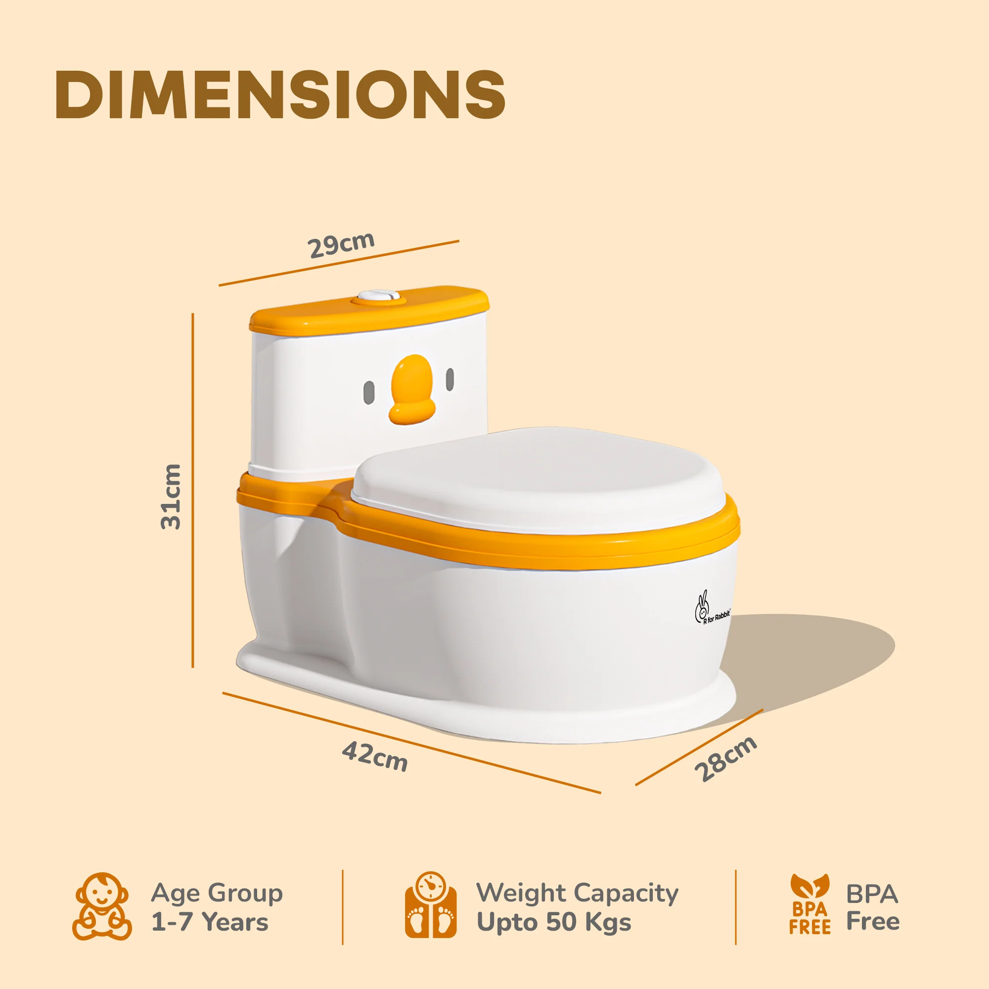 Little Grownup Pixie Potty Training Seat For Kids With Music & Tissue Storage - White Orange - Image 8