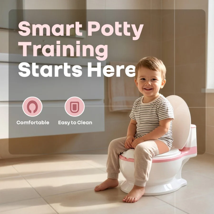 Little Grownup Tunes Musical Potty Seat For Toddlers With Cushion - Pink White - Image 2