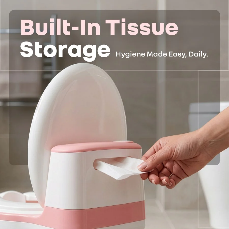 Little Grownup Tunes Musical Potty Seat For Toddlers With Cushion - Pink White - Image 5