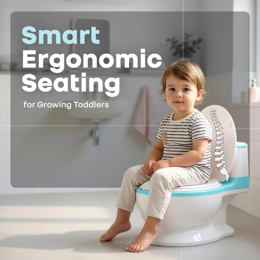 Little Grownup Tunes Musical Potty Seat For Toddlers With Cushion - Blue White - Image 8