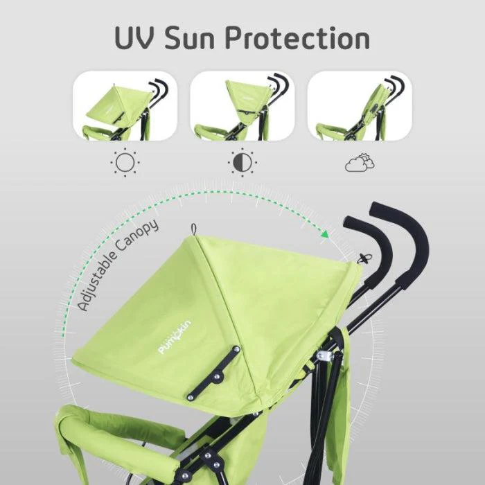 Kiddie Kingdom Buggy Stroller Fully Adjustable Canopy, Compact Umbrella Fold, Rear Brakes - Green - Image 4